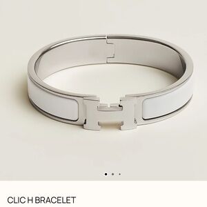 Hermes Clic H Bracelet in White and Silver